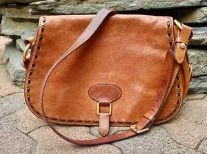 Dooney & Bourke Florentine Full Flap WESTERN Saddle Handbag Natural - Picture 1 of 12