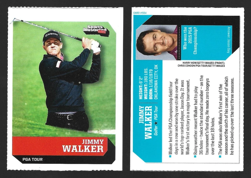 Mint 2016 SI Kids JIMMY WALKER Rookie Card, PGA Championship Winner GOLF #564 - Image 1 of 1