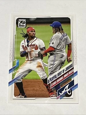 2021 Topps A Playful Bout of Juniors Ronald Acuna Jr Vladimir Guerrero Jr RC #61 - Image 1 of 2
