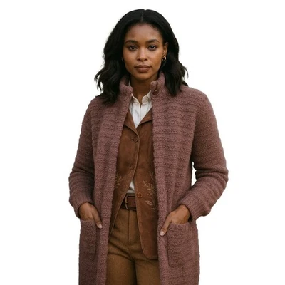 Cárdigan tejido berenjena botones top mohair Heritage de colección años 70 80 talla 40 Foto 1 de 4