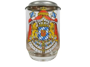 Königreich Bayern 1806-1835 Glass Tankard Pewter Lid Vintage Germany - Picture 1 of 14