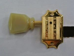 AUTHENTIC GIBSON DELUXE GOLD TUNER TUNING PEG PEARLOID BUTTON G B E TREBLE! K964 - Picture 1 of 12