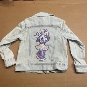Disney Minnie Mouse Jacket Denim Jean Girls Size 5/6 Patch Sequin Made Of Stars - Picture 1 of 16