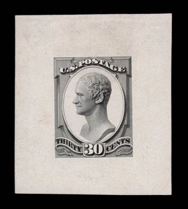 MOMEN US #190-E3b BLACK ESSAY ON WHITE GLAZED PAPER 40*45mm LOT #95307 - Picture 1 of 2