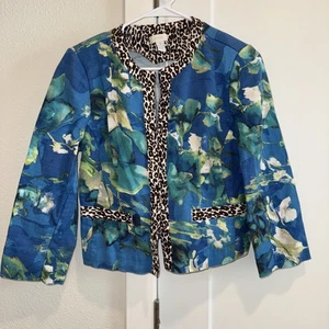 Blazer para mujer Chico talla 1 azul floral leopardo playa costera dinero nuevo - Imagen 1 de 9