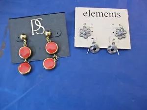 LOT OF THREE PAIR OF WOMAN'S COSTUME JEWELRY EARRINGS 2 - SILVERTONE AND ONE RED - Picture 1 of 4