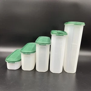 5 Tupperware Modular Mates SUPER OVAL 5 4 3 2 1 Storage Container Green Lids - Picture 1 of 10