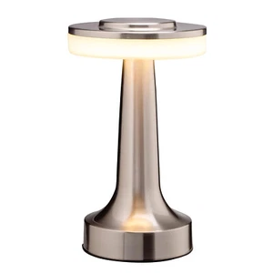 LED Metal Table Lamp Touch 3 Color Dimming Night Light Cordless Rechargeable - Picture 1 of 27