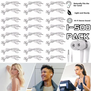 1-500PCS 3.5mm In-Ear Earphone Headphones Earbud w/ Mic For iPhone Samsung LOT - Picture 1 of 12