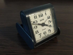 serviced!Vintage Mechanical Soviet Alarm Clock ZARIA Portable Pocket Trave USSR - Picture 1 of 12