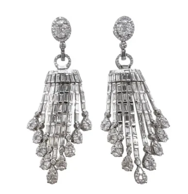 Feature Brilliant Cut 14.68CT Lab-Created Diamonds Dangling Chandelier Earrings - Image 1 of 4