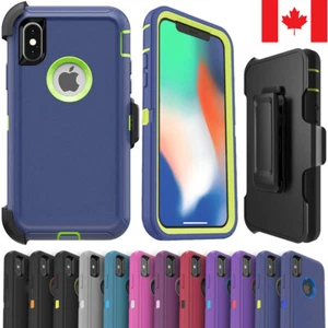 For iPhone X XS XR 11 12 13 14 15 Pro Defender Case Shockproof Cover Belt Clip - Picture 1 of 31