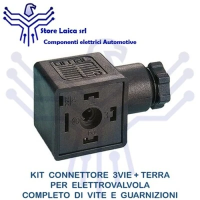 MPM - OMAL CONNETTORE 3 POLI + TERRA PRESA ELETTROVALVOLA 24X24 KIT CON VITE E GUARNIZIONE