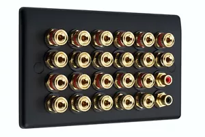 Lautsprecher Wandplatte mattschwarz 11,2 22 Polklemmen + 2 RCA AV Audio lötfrei - Bild 1 von 5