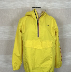 Tommy Hilfiger Hooded Youth Jacket Large 16-18 Yellow Windbreaker Kangaroo - Picture 1 of 11
