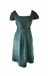 Hoss Intropia Midikleid Jägergrün Seide Gürtel Kummerbund zum Binden Größe 36 Medium - Bild 1 von 8