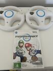 Nintendo Wii - Mario Kart + 2 Genuine White Racing Steering Wheels