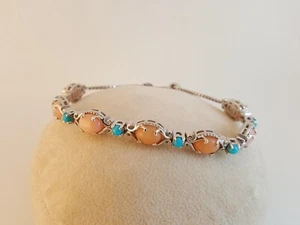 Armband Rosa Opal Türkis Sterlingsilber verstellbar STS - Bild 1 von 12