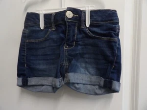So Girl Denim Blue Jean Shorts Size 7 Mid Rise Midi Adjustable Waist - Picture 1 of 3
