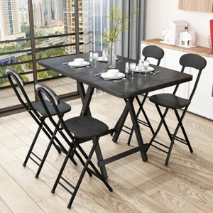 1m Folding Table and 4/6 Chairs Portable Foldable Kitchen Dining Sets Furniture - Picture 1 of 29