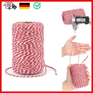200m Rot Weiß Baumwollschnur, 2mm Geschenkschnur zum Einpacken von Geschenken... - Bild 1 von 8
