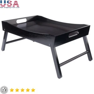 Breakfast Bed Tray Wooden Folding Serving Tray Portable Handle Elegant Design US - Picture 1 of 10