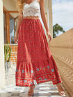 Ladies Summer Beach Gypsy Dress Flower Long Maxi Skirts Casual Dresses Size 6-18
