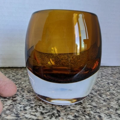 Candelabro Cajón y Barril Vidrio Ámbar Votivo Diva Hecho en Polonia 3.25" Foto 1 de 4