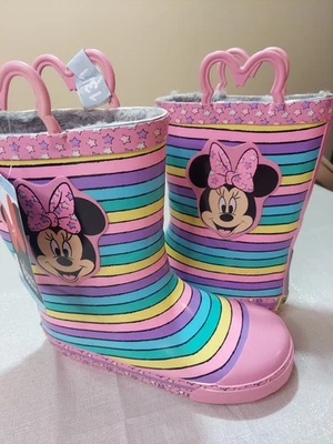 西部酋长女孩迪士尼米妮老鼠米妮粉色 Vibes 雨靴 13/1 码 — 第 1/4 张图片