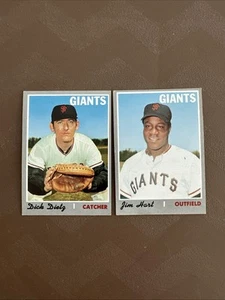 1970 Topps Baseball # 135 Dick Dietz & # 176 Jim Hart 2 Card Giants Lot - Picture 1 of 2
