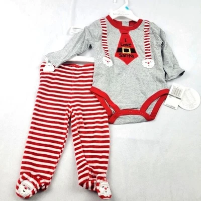 NUEVO CON ETIQUETAS 2 piezas Koala Niños Navidad Vacaciones Conjunto Rayas Tirantes Corbata de Papá Noel Foto 1 de 4