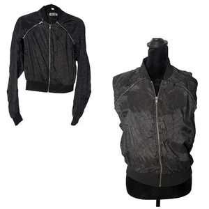 Acne Studios Blanche Crinkle Convertible Vest Jacket Womens 38 M Black Zip Up - Picture 1 of 18
