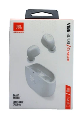 JBL Vibe Buds True Wireless Deep Bass Bluetooth Earbuds Headphones White NEW! - Image 1 of 4