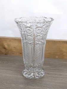 Beautiful Large Czech Bohemia Cut Lead Crystal Glass Vase ~ PK500 Cut Design - Picture 1 of 13
