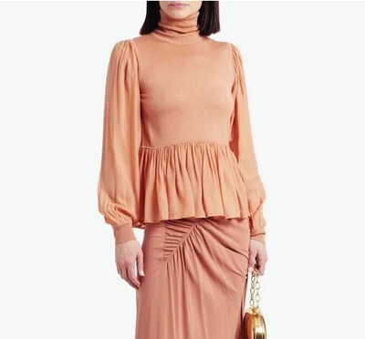 Ulla Johnson Naranja Melocotón Liana Lana Seda Cuello Alto Talla M Foto 1 de 4