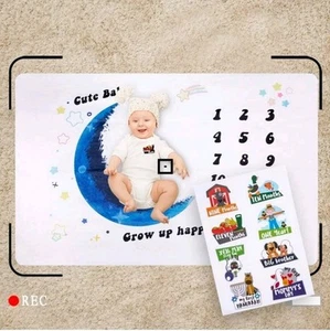 Baby Monthly Milestone Blanket, Swaddle, - Planets, Love You to the Moon - Picture 1 of 3