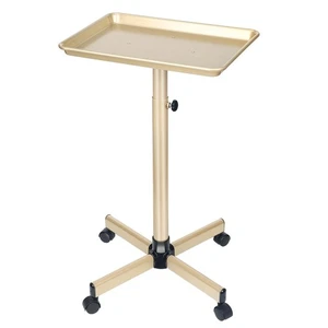 Salon Tray on Wheels, Champagne Gold Salon Tray Cart with Adjustable Height, ... - Afbeelding 1 van 7