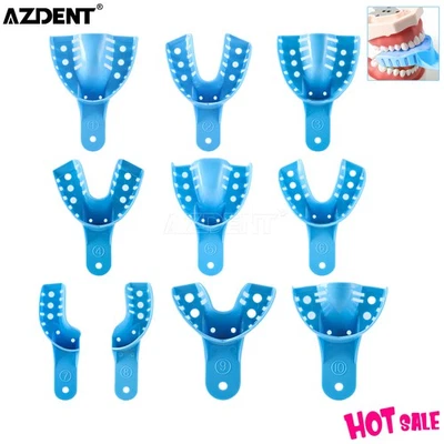 Bandejas de impresión dental plástico perforado dentadura 12 piezas/paquete superior/inferior autoclave Foto 1 de 4