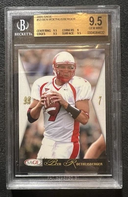 Sage Ben Roethlisberger 2005 (Pittsburgh Steelers) #53 Beckett 9,5 gema como nueva Foto 1 de 2