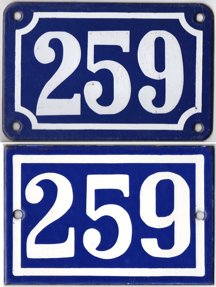 Antiga casa francesa azul número 259 porta portão parede cerca placa placa placa - Imagem 1 de 1