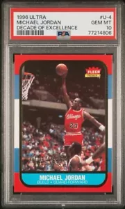 1996 Fleer Ultra Michael Jordan π Decade Of Excellence #U-4 PSA 10 Gem Mint π₯ - Picture 1 of 1