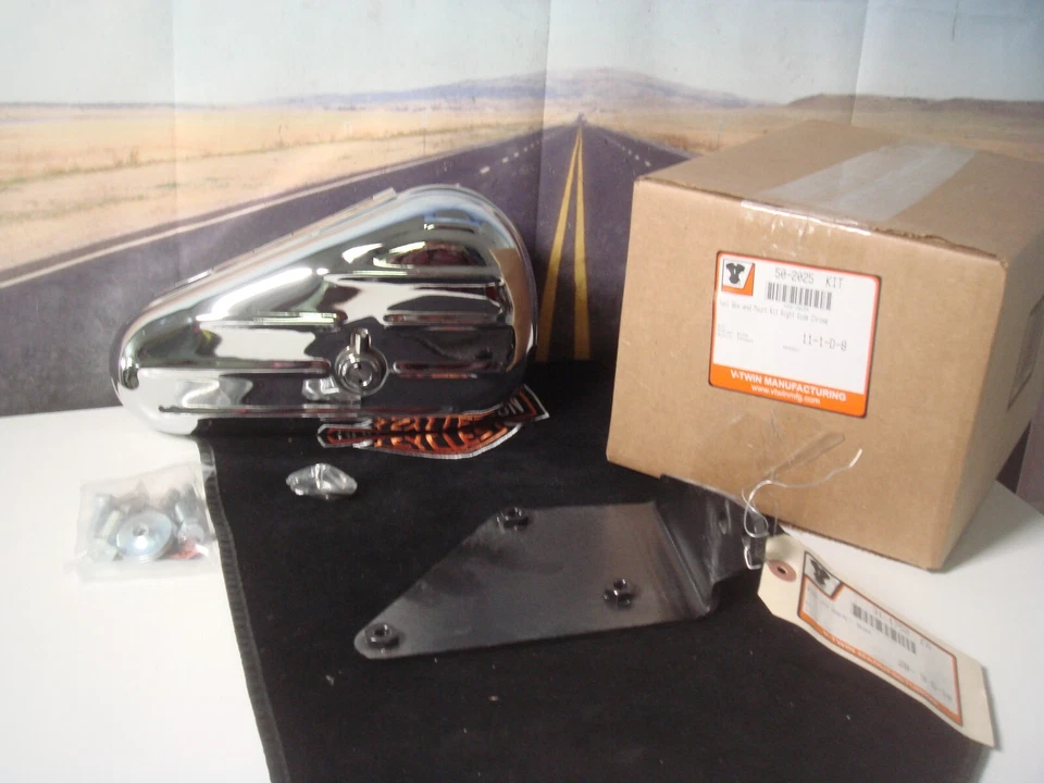 Caja de herramientas Harley FXDWG con kit de montaje FXD derecha derecha cromada 2006-17 V-Twin 50-2025 X5 Foto 1 de 4