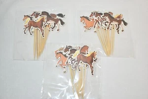 Pferd Cupcake Topper - 24 Stück, Party Deko, Cowboy / Western Motiv Neu - Bild 1 von 7