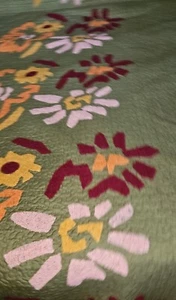 RARE CURIO Collection Super Soft 3 pc Bedspread Set Green With Chenille Pattern - Picture 1 of 18