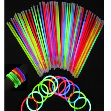 100 Glow in the Dark Bracelets Lumistick Bracelets Assorted Colors New Sealed