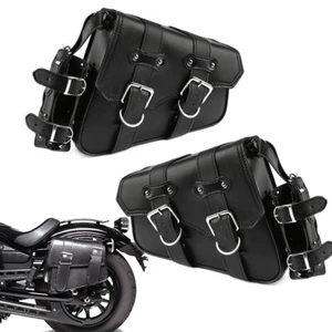 Motorcycle Motorbike Saddle Bag Waterproof PU Leather Luggage Pannier Side Tool - Picture 1 of 12