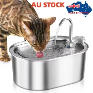 304 Stainless Steel Water Fountain Pet Dog Cat Drinking Dispenser Filter Feeder - Picture 1 of 16
