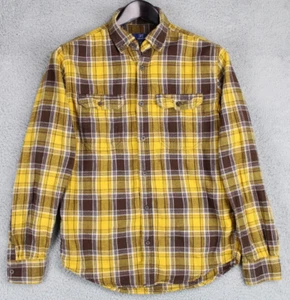 George Button Up Hemd Herren Gr. S Gelb Braun Langarm Button Down Kragen - Bild 1 von 4