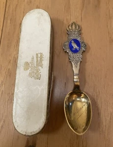Antique Anton A. Michelsen Sterling Silver 925 & Enamel Commemorative Spoon 1907 - Picture 1 of 16