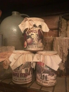 Primitive Pantry Cans Homestead Grubby Cupboard Tuck Make Do Set of Three - Picture 1 of 12